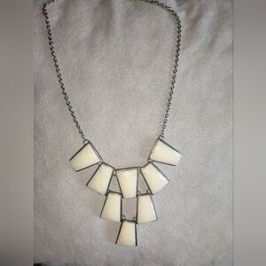 Creamy White Silver Tone Statement Necklace